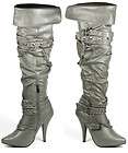 NEW GRAY OVER KNEE HIGH ROUND TOE BOOTS SIZE 7 5  