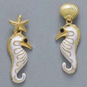   Gold White Seahorse Starfish Shell SEA WORLD Earrings Jewelry  