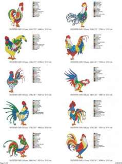 ROOSTER CHICKEN EMBROIDERY MACHINE DESIGNS CD SET OF 10  