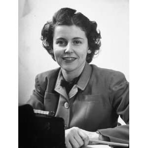  Secretary Gwenyth Jones Sitting at Her Typewriter Premium 