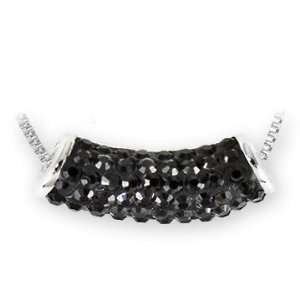   Jet Black Crystal Tube Pendant. Made with Swarovski Elements: Jewelry