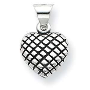  Sterling Silver Antiqued Pattern Heart Pendant Vishal 