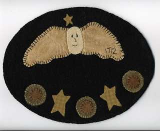 PRIMITIVE ANGEL ~ Candle Mat ~ Penny Rug ~ WOOL  