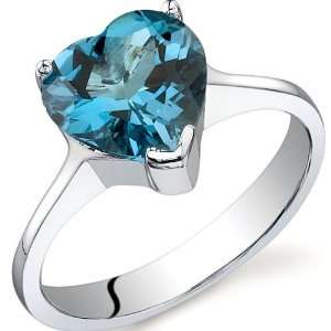 Cupids Heart 2.25 carats London Blue Topaz Ring in Sterling Silver 