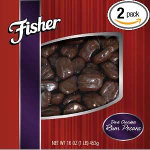 Fisher Nuts Dark Chocolate Rum Pecans, 15 Ounce Boxes (Pack of 2 