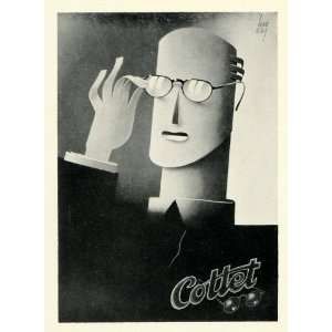  1936 Print Cottet Spectacles Eye Glasses Vision 