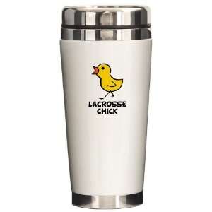Lacrosse Chick Sports Ceramic Travel Mug by   