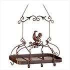 Country Rooster Iron Pot Rack Ceiling Mount Hanging New