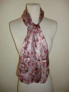 ELAINE GOLD OBLONG SCARF PINK PURPLE GRAY LEAVES NEW  