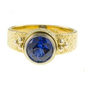 Gorgeous Royal Blue Blue Sapphire, Set in Handmade 18 kt Gold Ring in 