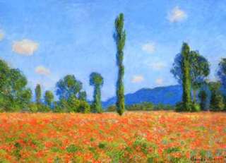 LARGE FRAMED Monet Field of Poppies Repro CANVAS ART  