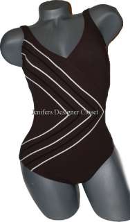 NEW GOTTEX swimsuit black brown tummy control tank 14  