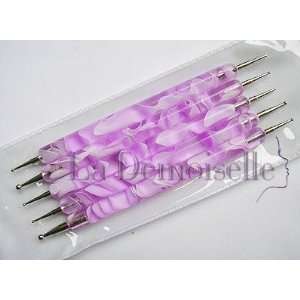  La Demoiselle Pink 5 x 2 Way Steel Dotting Marbleizing Pen 