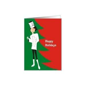  Holiday girl chef haute cuisine Christmas card Card 