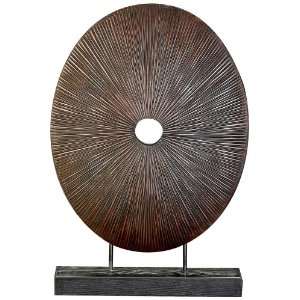  Abstract Sunburst Wood Carved Tabletop Sculpture