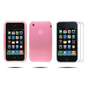 IPhone 3G PINK Silicone Skin Case / Rubber Soft Sleeve Protector Cover 