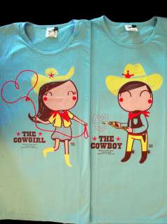 NEW! One Man Cute Couple T Shirt Cowboy & Cowgirl Blue  