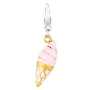  Sterling Silver Pink Ice Cream Cone Charm Jewelry