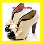 USD S1 Women Nana Lolita Bow Platform Pumps Ankle Heels Boot Shoe Sz 