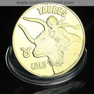   Taurus Zodiac Sign Gold plated Commemorative Coin 062 