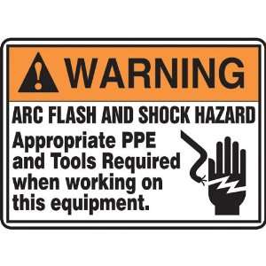 Safety Sign, Arc Flash And Shock Hazard, 10x14, Adhesive Vinyl:  