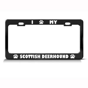 Scottish Deerhound Dog Dogs Black Metal License Plate Frame Tag Holder