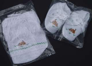 NEW Boutique ROSALINA Smocked Puppy Bonnet/Booties Set  