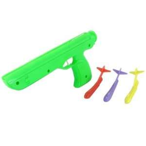   Flying Airplane Green Plastic Launch Gun Outdoor Toy: Toys & Games