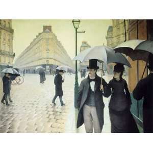  CANVAS Rue de Paris Wet Weather 1877 by Gustave 