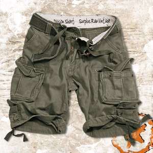 SURPLUS DIVISION COMBAT CARGO SHORTS OLIVE WITH FREE BELT, ARMY 