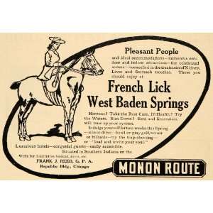  1910 Ad French Lick West Baden Springs Monon Reed Horse 
