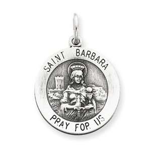  Silver Antiqued Religious St. Barbara Medal Jewelry