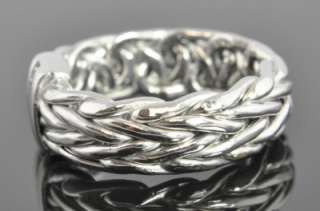 14K White Gold Woven Braided Diamond Channel Chain Stack Band Ring 8.5 