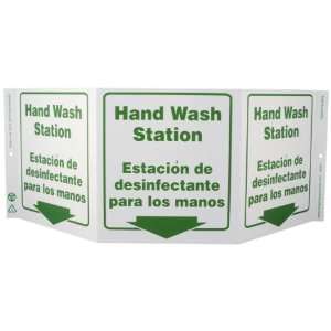Zing Eco Safety Tri View Sign, Hand Wash Station with Down Arrow, 20 
