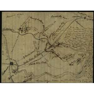  Civil War Map Seven Days battle on Chickahominy : 25th 