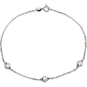  IceCarats Designer Jewelry Gift Sterling Silver Anklet W/Flowers 