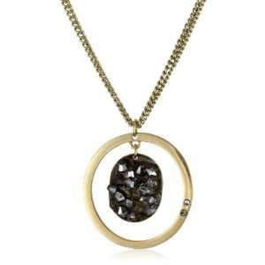  Modern Rose Gold and Hematite Color Orbital Pendant Necklace Jewelry