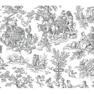  Black and White Harvest Toile Wallpaper