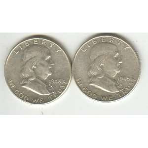 FRANKLIN HALF DOLLARS, SILVER PAIR 1948 & 1948 D   FIRST YEAR OF ISSUE 