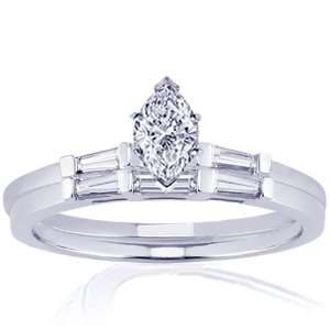  0.80 Ct Marquise Cut Diamond Engagement Wedding Rings Set 