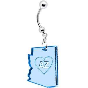  Light Blue State of Arizona Belly Ring: Jewelry
