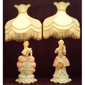    19 Capodimonte Pair of Man and Woman Lamps