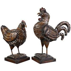  Hen and Rooster Statues