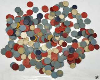 Generous Lot Various Colored Antique Poker Chips Red, White & Blue 