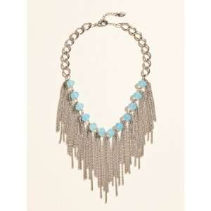  GUESS Beaded Necklace with Fringe, SILVER Jewelry