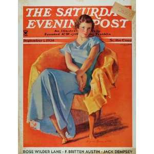   SEP Cover Woman Blue Dress Chair F. Sands Brunner   Original Cover