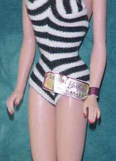 VINTAGE RARE MIB #4 Blond Ponytail Barbie WITH wrist tag  