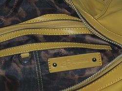 Makowsky Yellow Gold Leather Silver Stud Hobo Bag Purse  