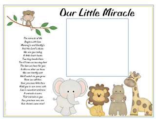 Baby Jungle Animals Ultrasound 1st Picture Poem Print~Our Little 