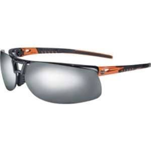 Harley Davidson Safety Glasses, Black Orange Frame, Silver Mirror Lens 